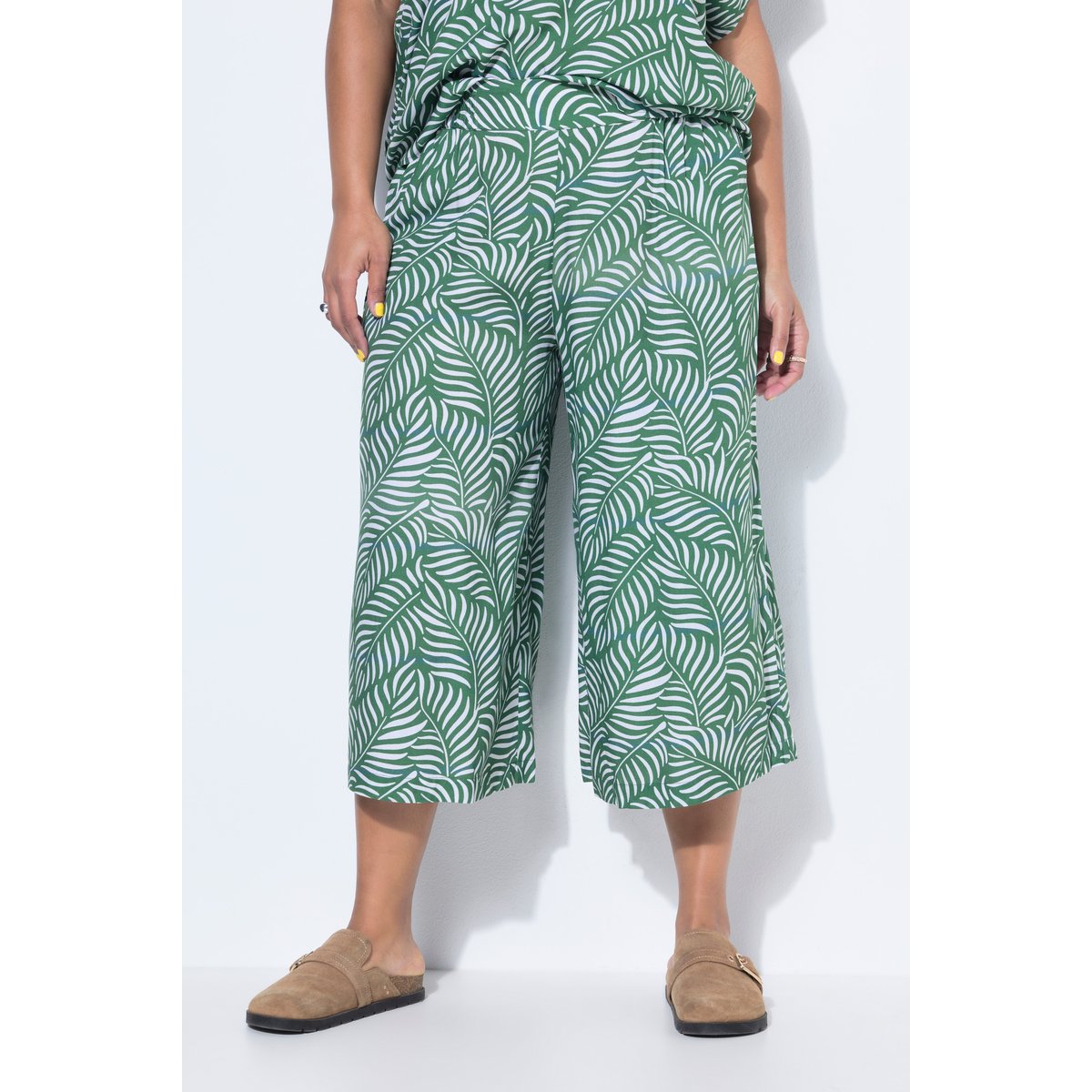Jupe-culotte jambe large et taille élastique vert, STUDIO UNTOLD