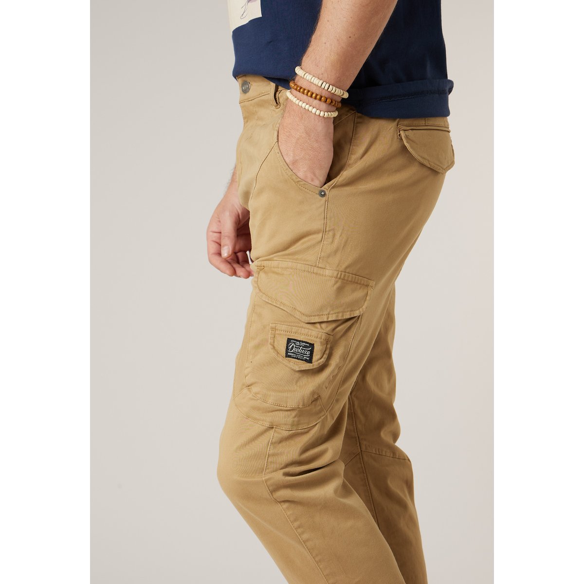 Pantalon cargo slim homme en coton GARDEN camel, DEELUXE