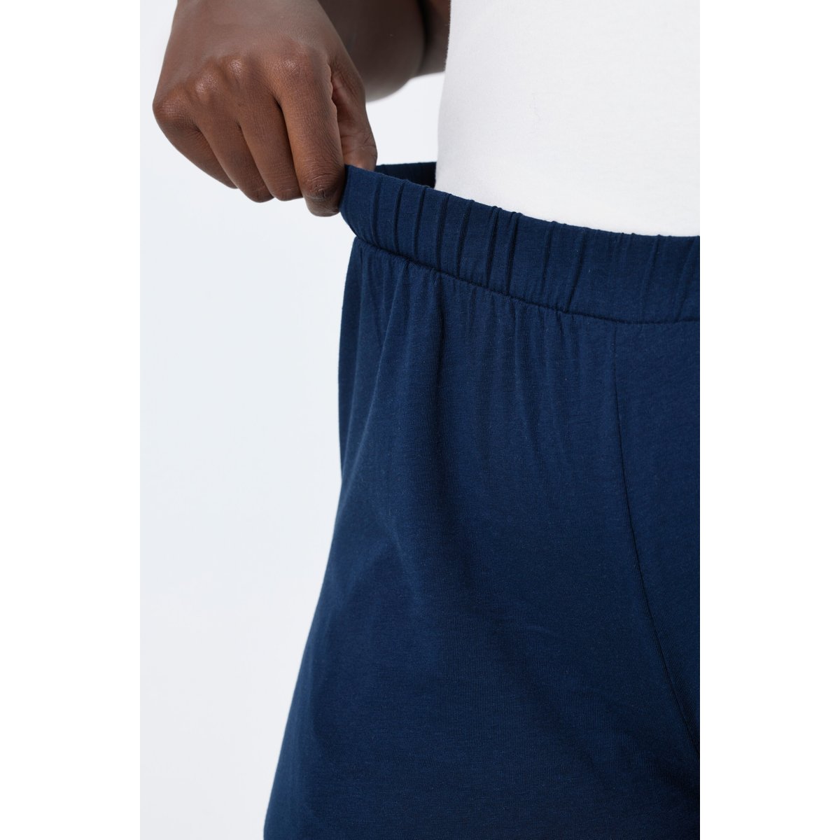 Pantalon de pyjama uni/cœurs, jambe longue bleu nuit, ULLA POPKEN