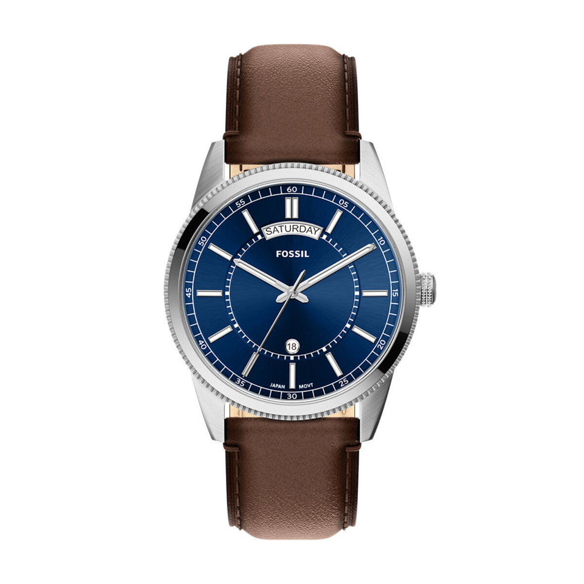 Montre Analogique PEARSON argenté bleu foncé marron, FOSSIL