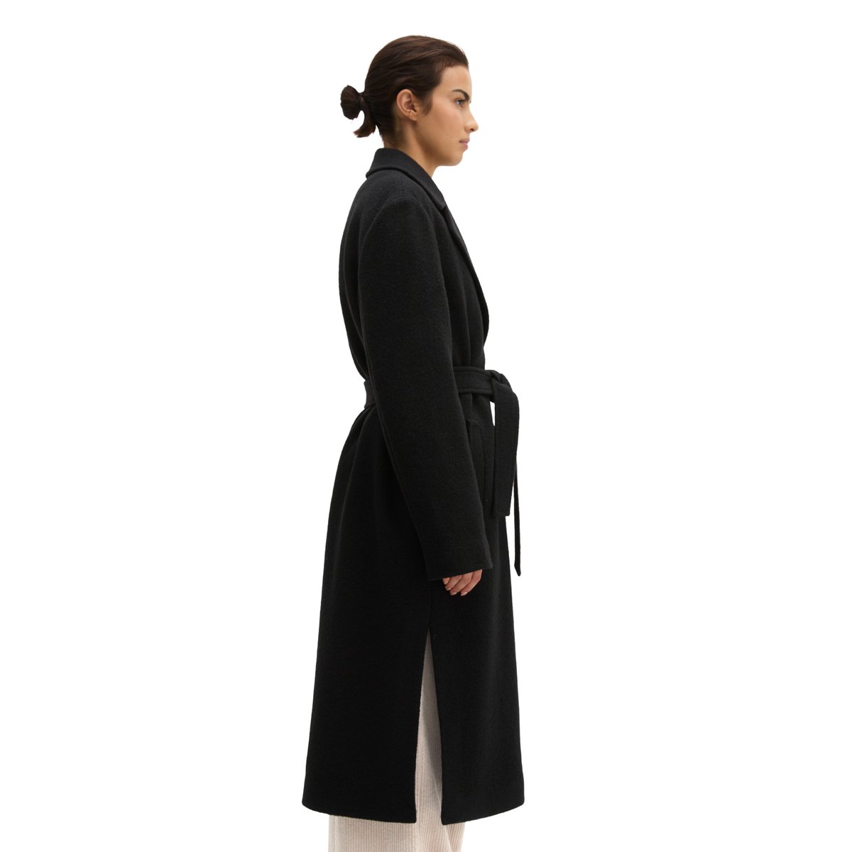 Manteau en laine coupe ajustée en laine bouillie noir, MARC O'POLO
