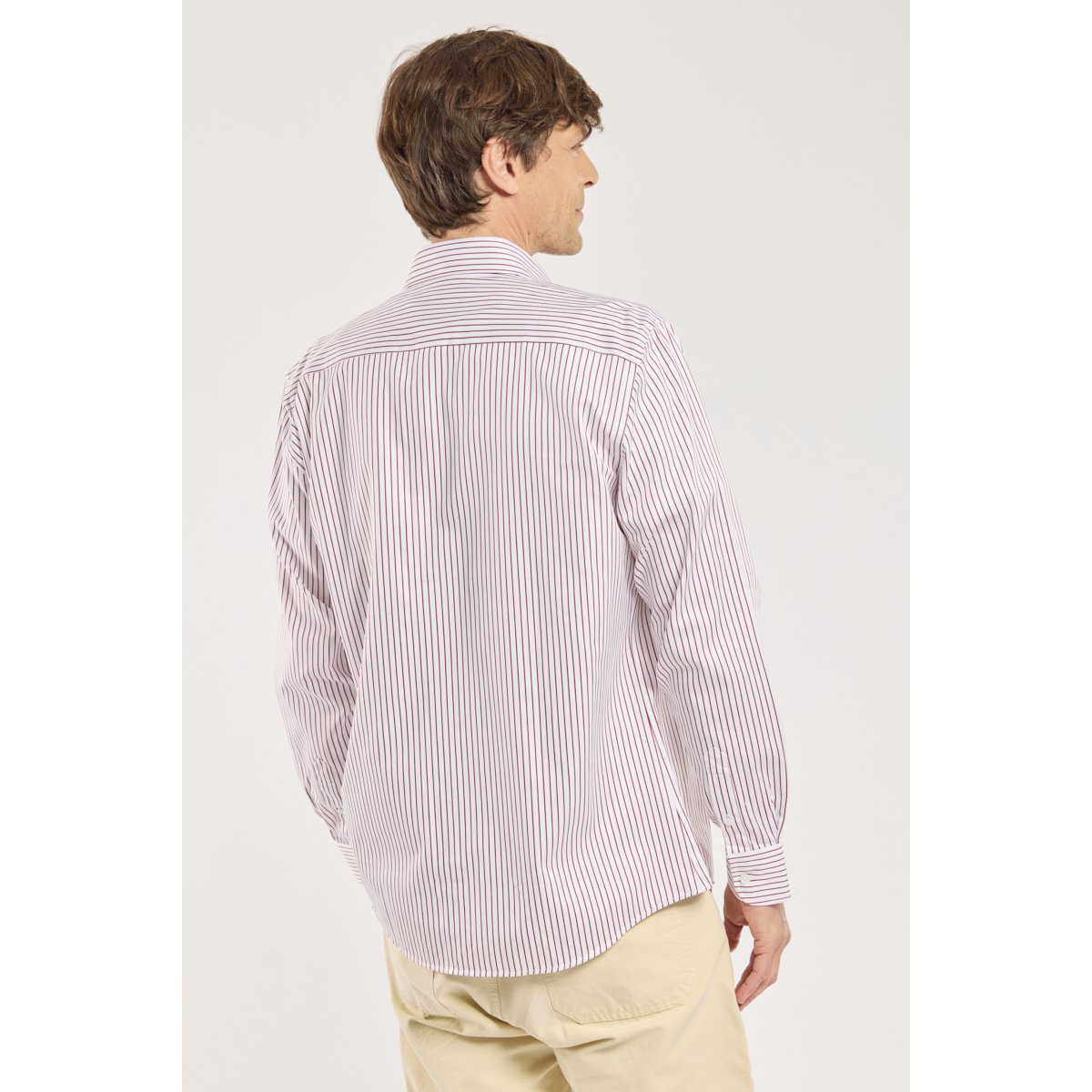 Chemise coupe droite en coton blanc/rouge, ARMOR-LUX