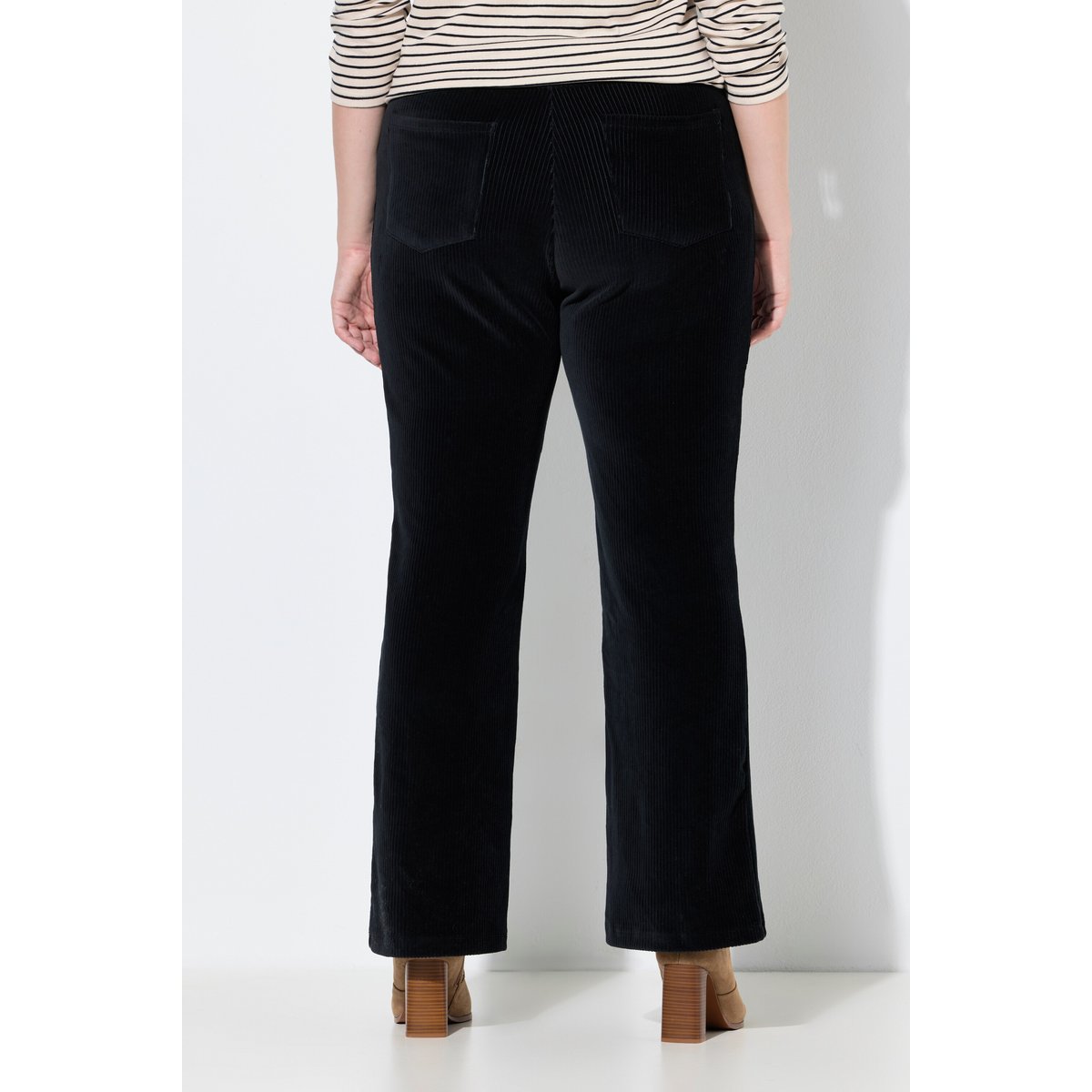 Pantalon à enfiler en velours côtelé noir, ULLA POPKEN