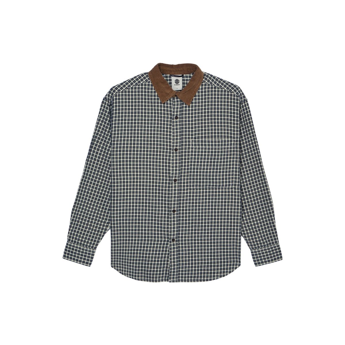 Chemise manches longues FLANNEL bleu gingham checks, ELEMENT