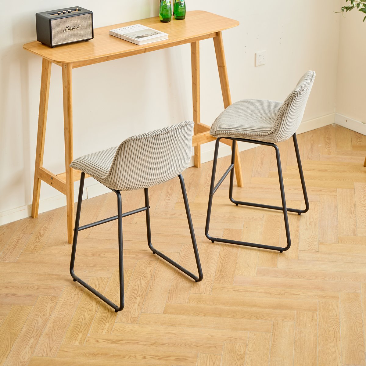 Lot de 2 tabourets de bar en métal CORIA gris, NORDLYS