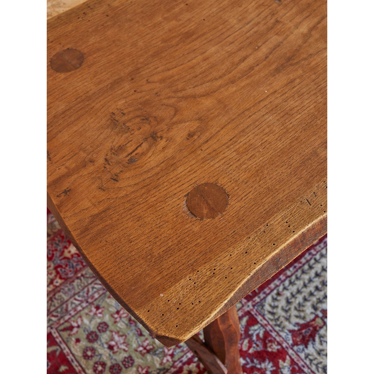 Table d'appoint brutaliste en bois Francine N°941 - Bon état bois foncé, DEBONGOUT