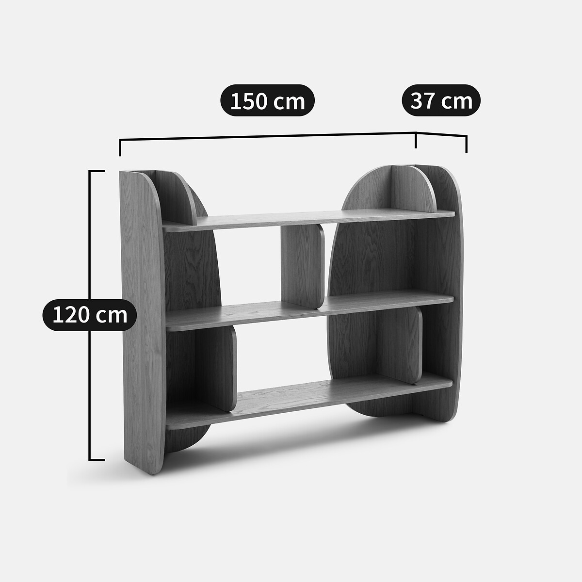 Bibliothèque basse 8 niches plaqué chêne, Gorman chêne, LA REDOUTE INTERIEURS