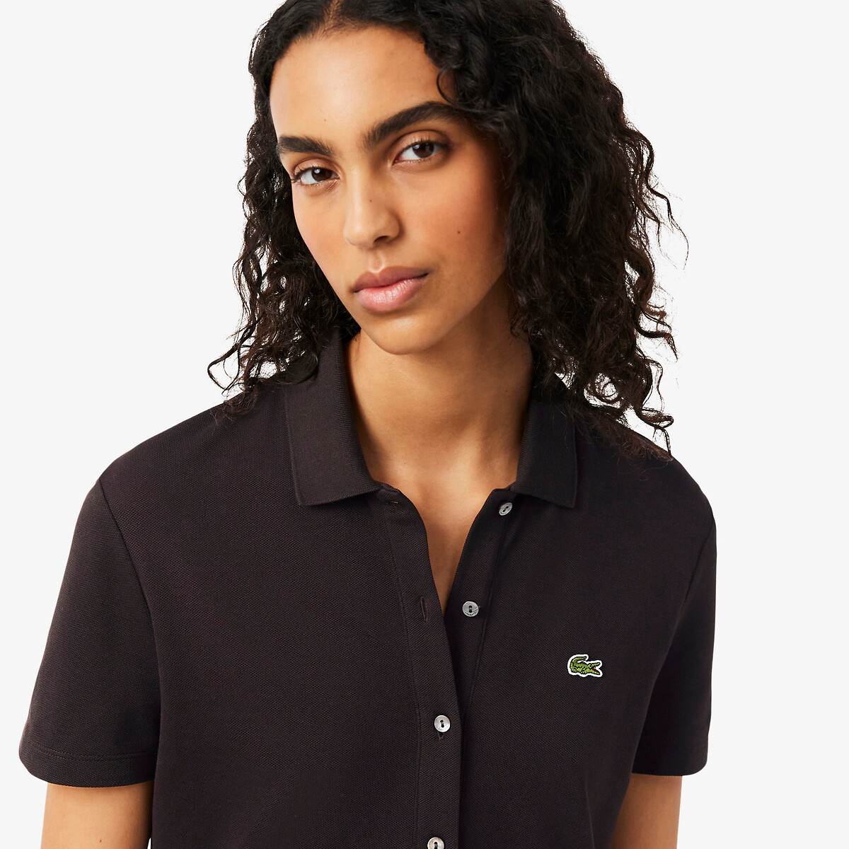 Short Sleeve Pleated Polo Shirt Dress brown, LACOSTE