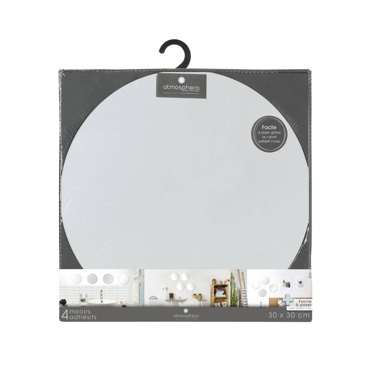 Lot de 4 miroirs adhésifs ronds argent, 5FIVE SIMPLY SMART