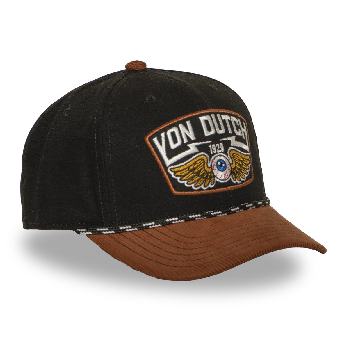 Casquette baseball S-CURVED noir/marron/blanc, VON DUTCH