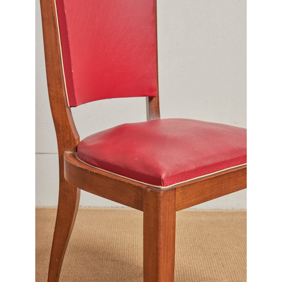 Lot de 6 chaises en skaï Alma N°1080 - Bon état rouge, DEBONGOUT