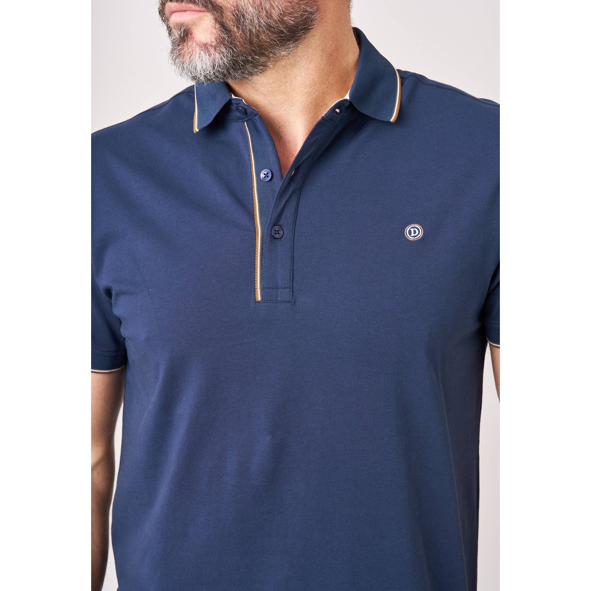 Polo regular homme avec col rayé SLATE night blue, DEELUXE