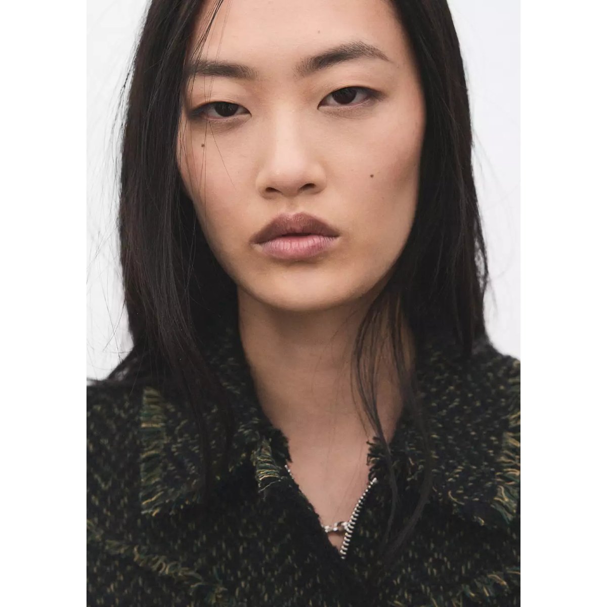 Veste tweed col à revers vert, MANGO