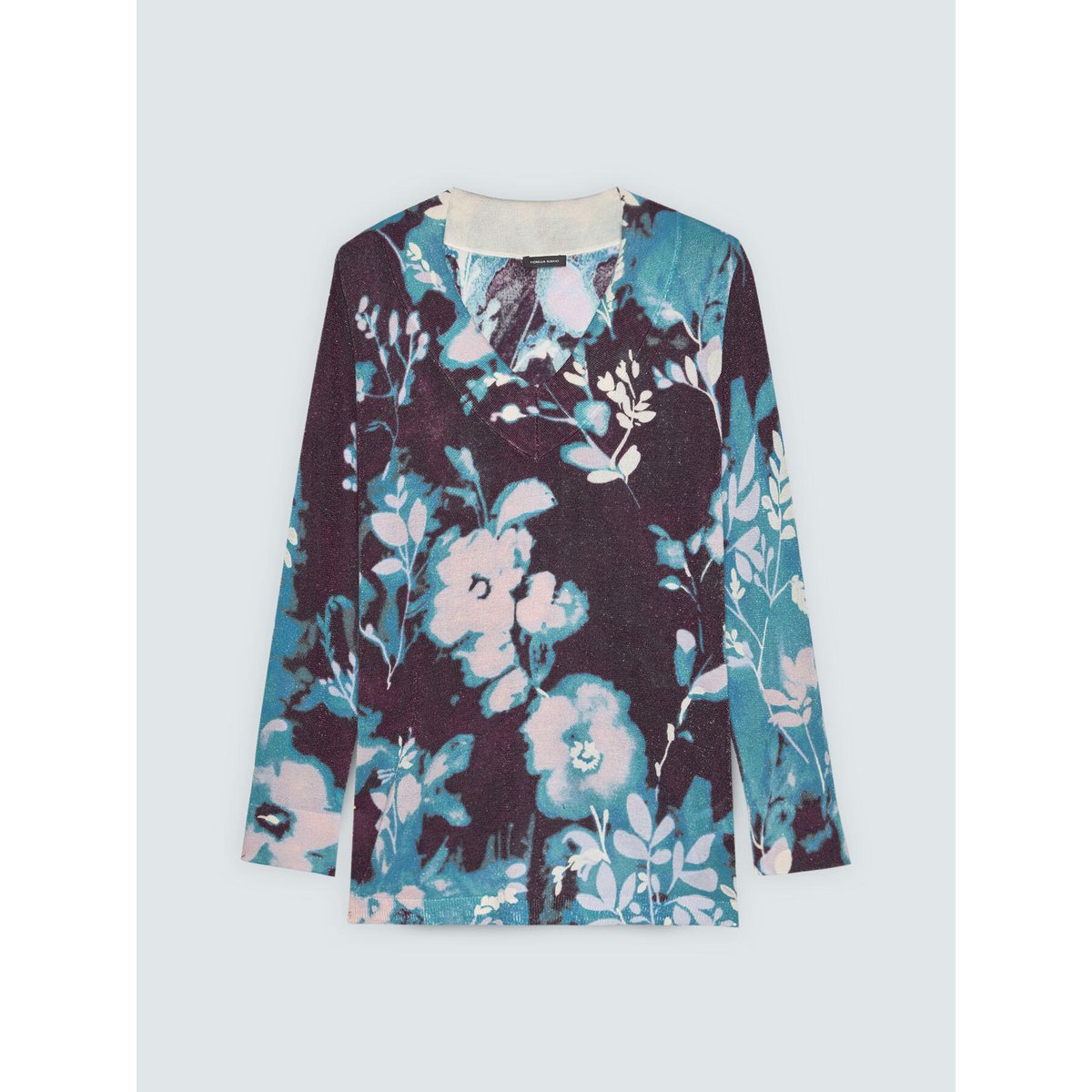 Pull mélange viscose avec imprimé floral burgundy, FIORELLA RUBINO