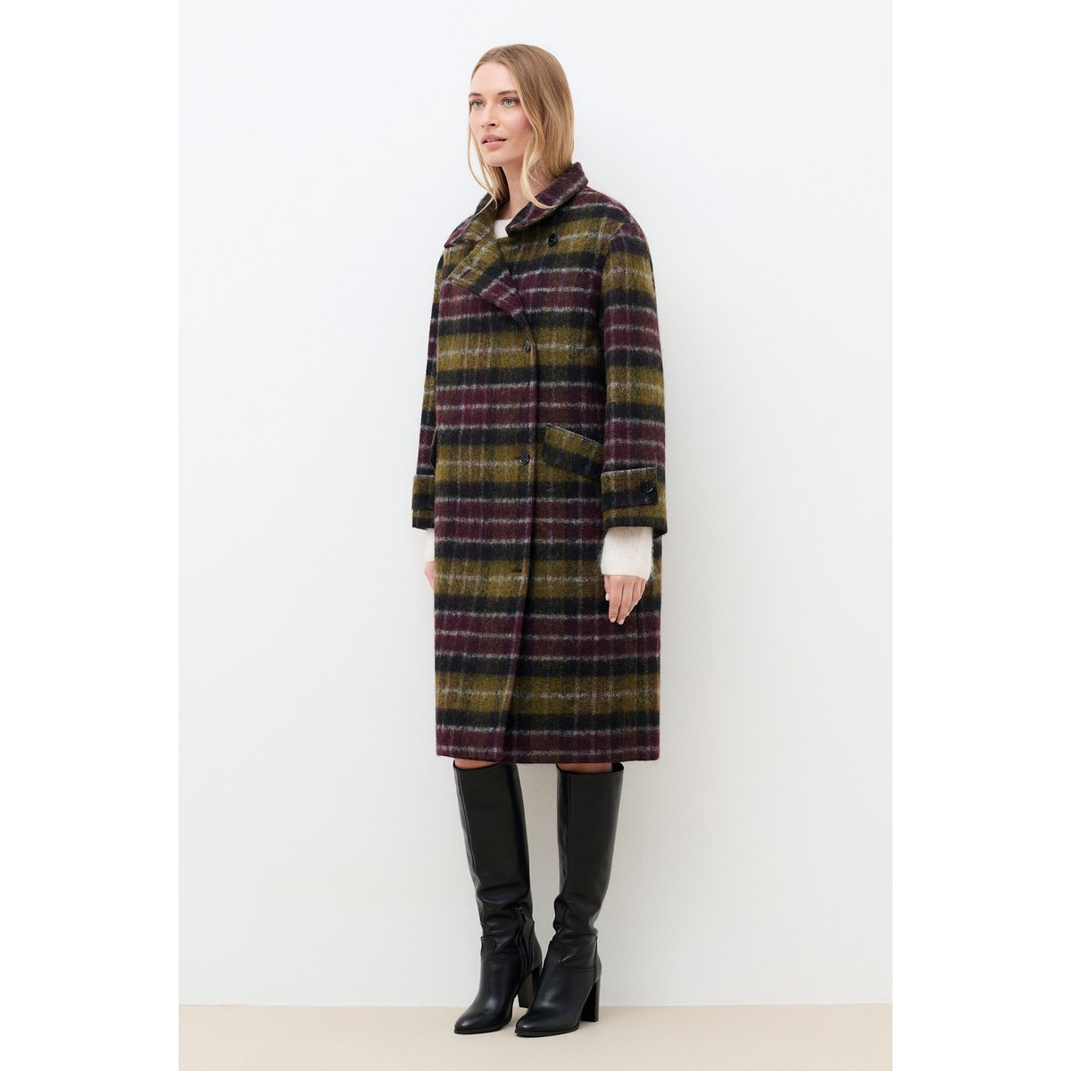 Manteau droit col tailleur GWATSON vert olive, CAROLL