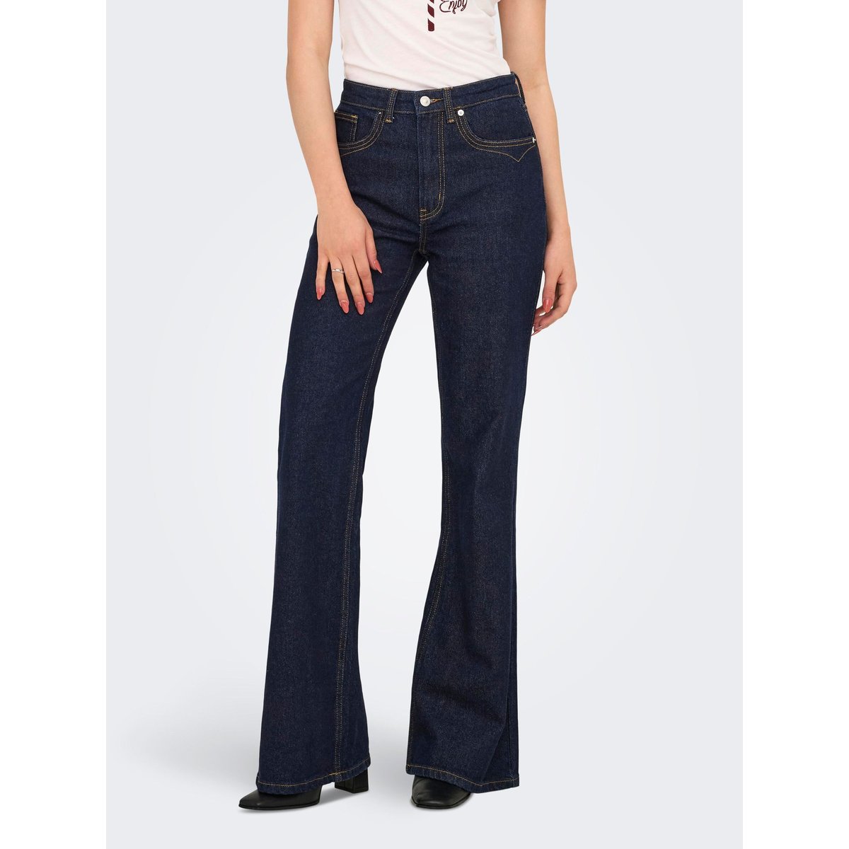 Jean Flared dark blue denim, ONLY
