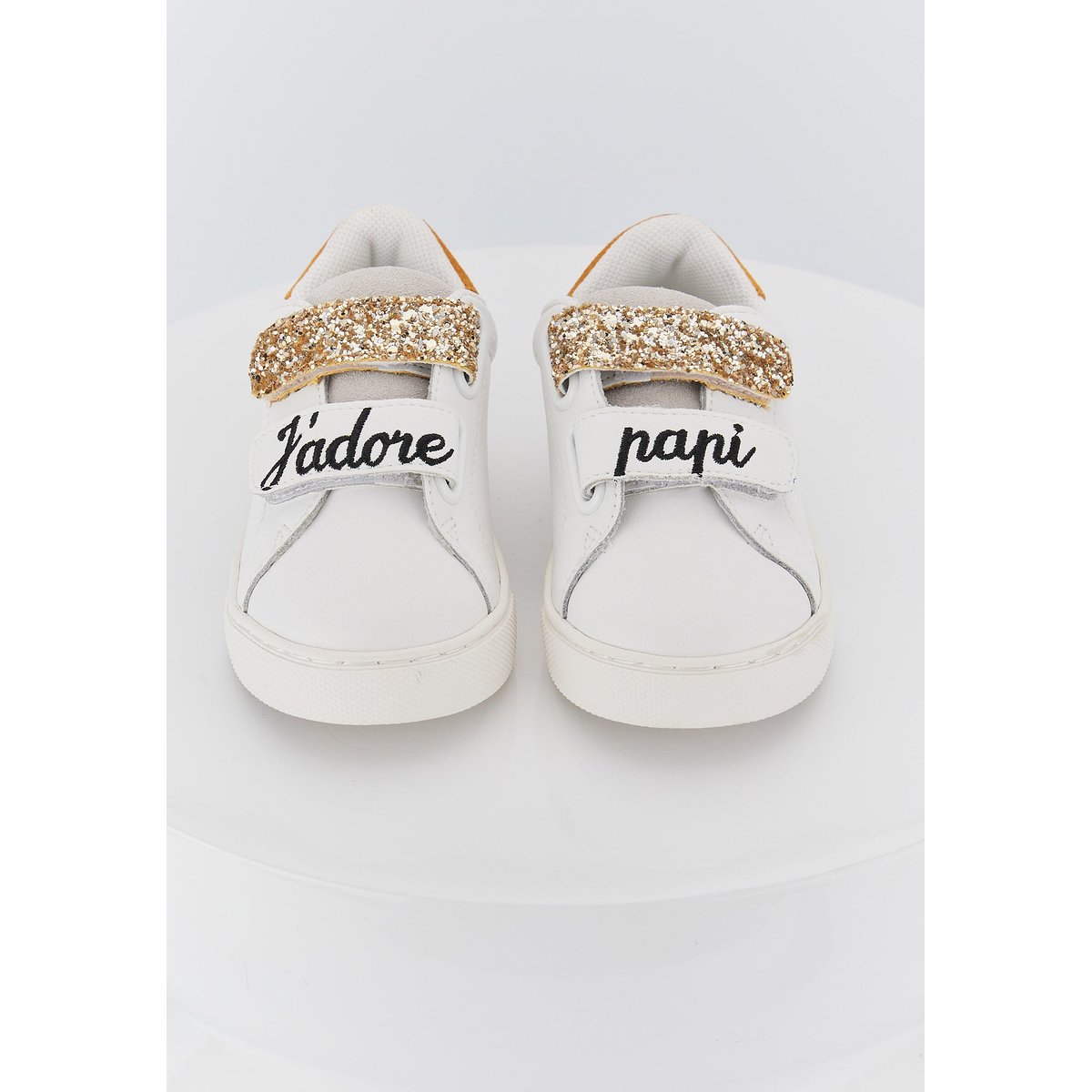 Baskets Enfant En Cuir Mini Edith J'adore Papi blanc, BONS BAISERS