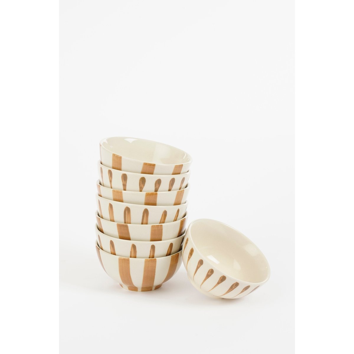 Lot de 8 bols rayés ELSIE marron, MICA DECORATIONS