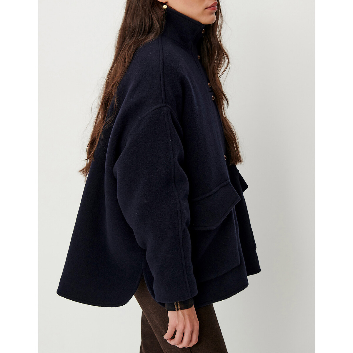 Manteau court en laine mélangée, EAST SIDE marine, SESSUN