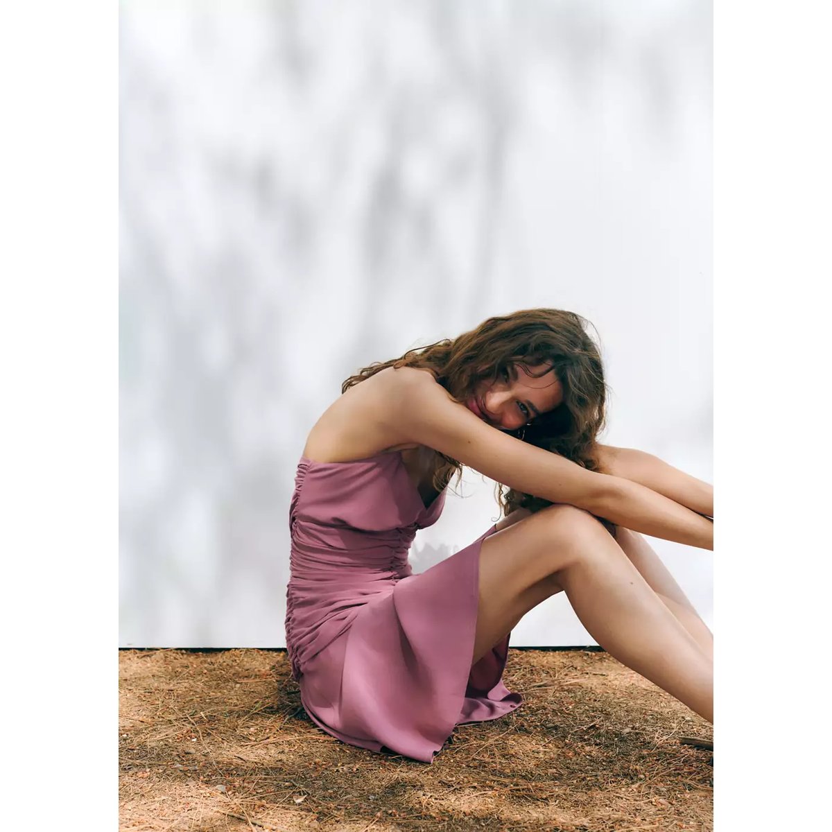 Robe drapée à bretelles croisées rose pastel, MANGO TEEN