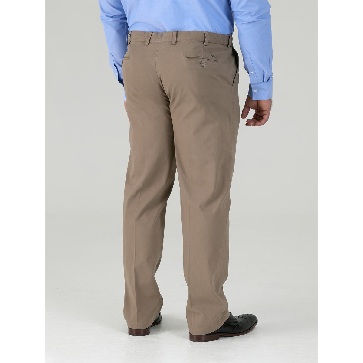 Pantalon uni extensible style chino grande taille BRUNO gris / beige, DUKE