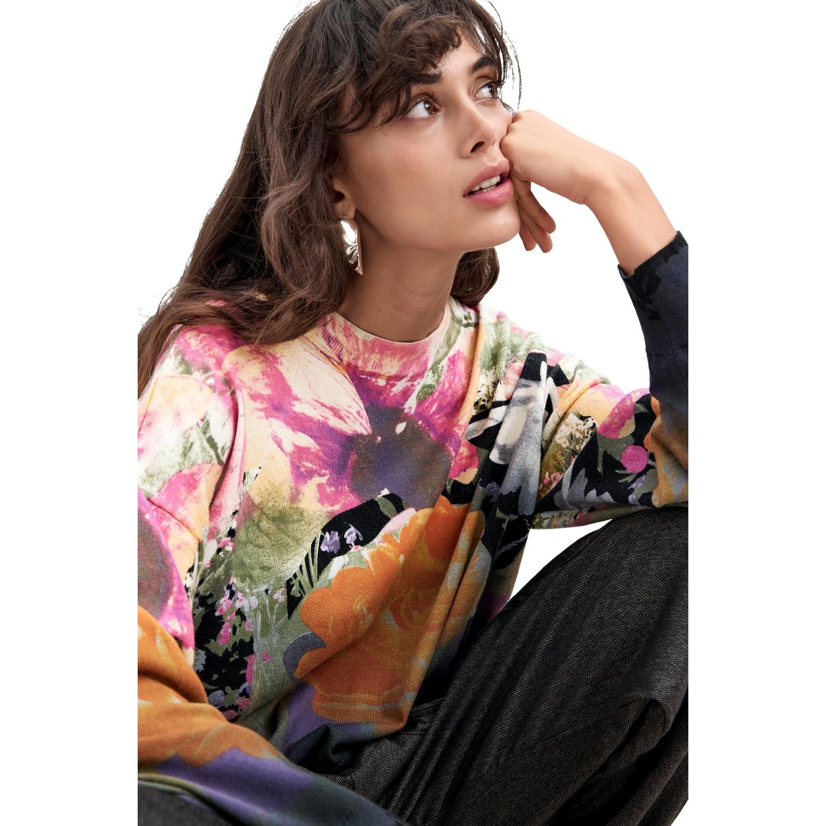 Pull imprimé Lacroix noir, DESIGUAL