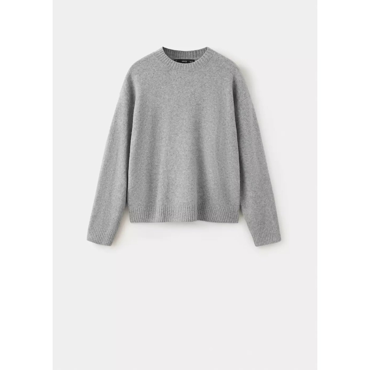 Pull en maille à col rond gris, MANGO