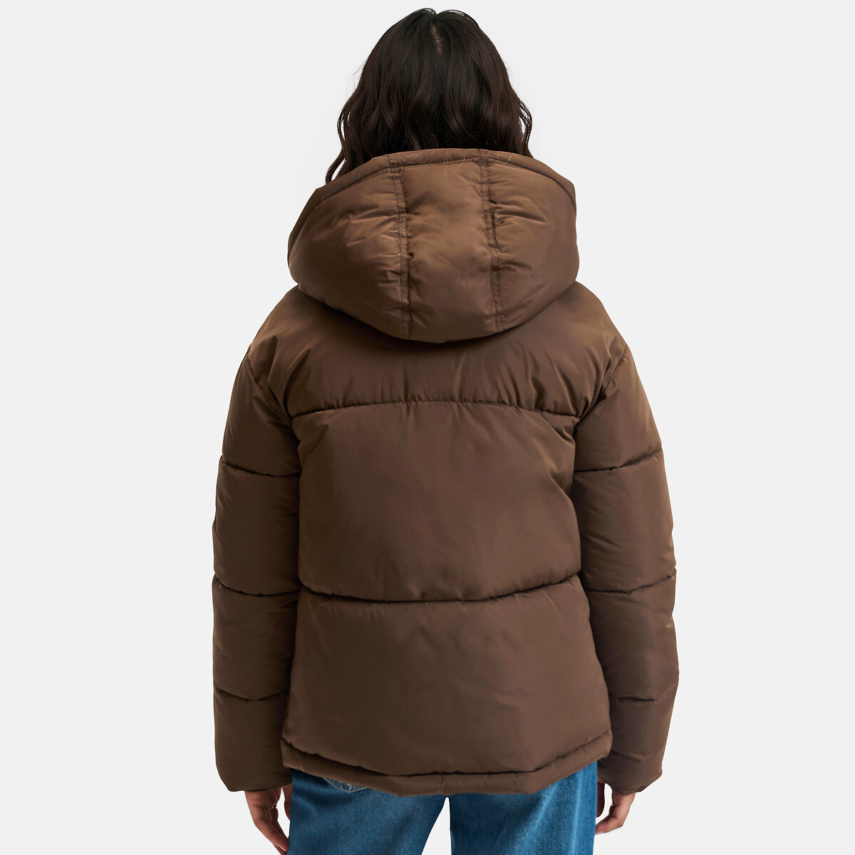 Doudoune courte à capuche marron, LA REDOUTE COLLECTIONS