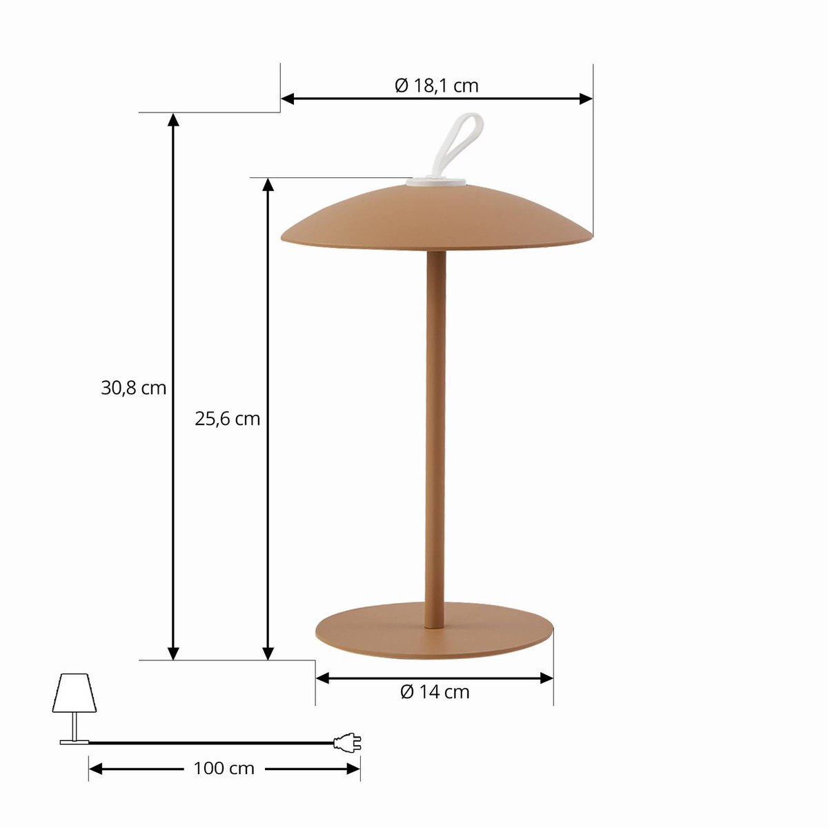 Luminaire de terrasse en métal moderneLED brun café, blanc, LINDBY