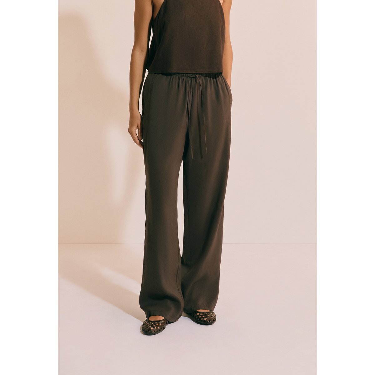 Pantalon fluide élastiqué PIETRO marron, ETAM
