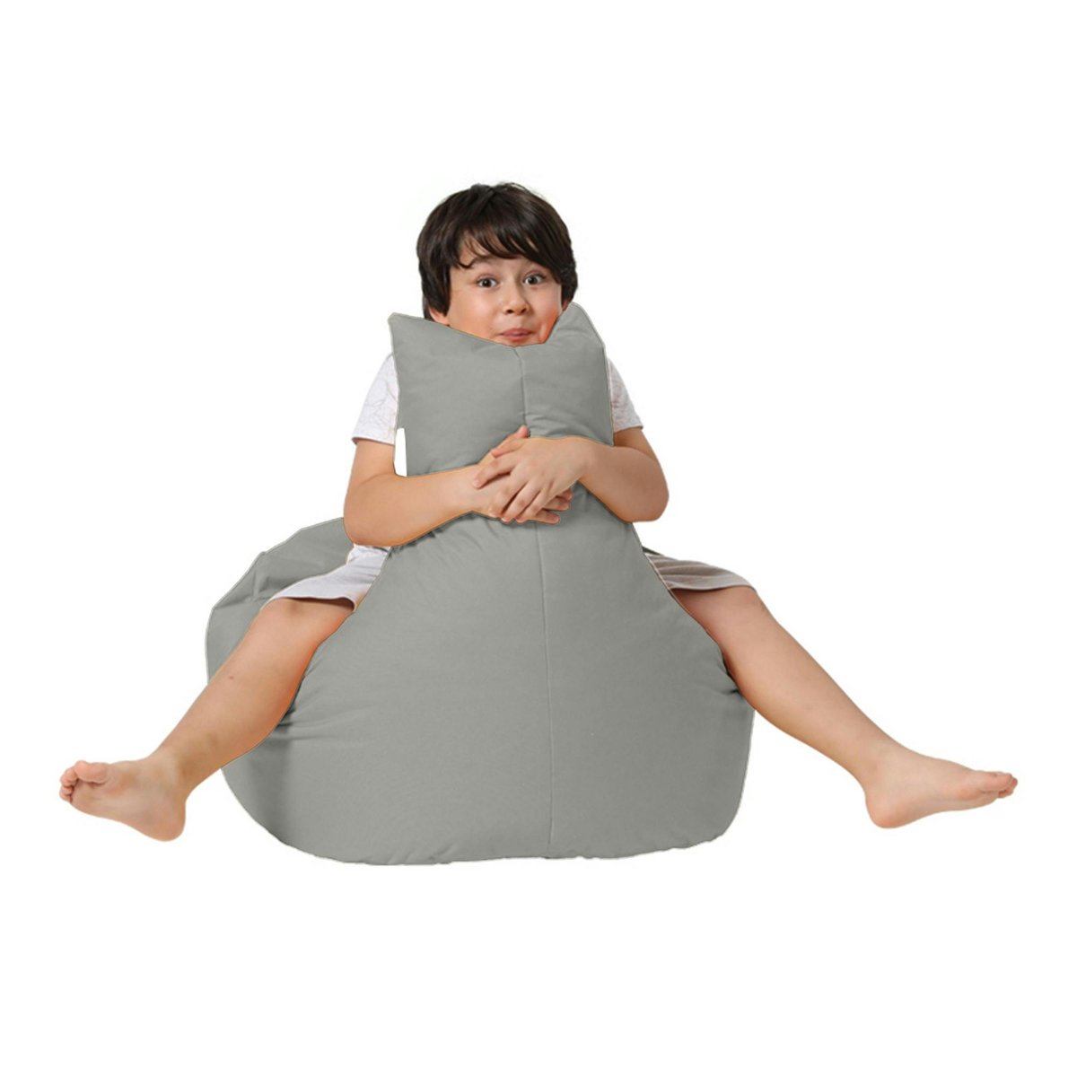 Pouf d'extérieur avec dossier, tissu imperméable ARTA gris, PIER IMPORT