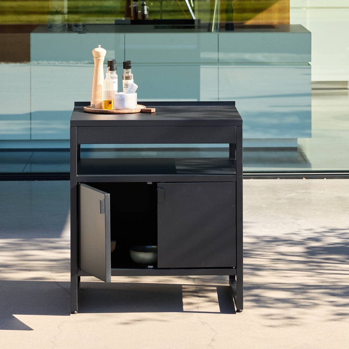 Module de cuisine extérieure acier 2 portes L80cm KEA noir, SWEEEK