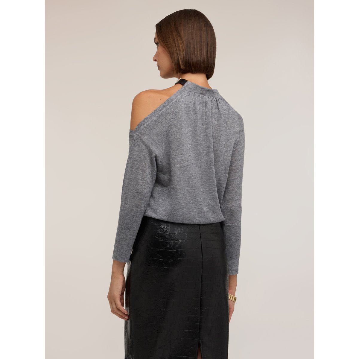 Pull avec découpe sur l'épaule gris, MOTIVI