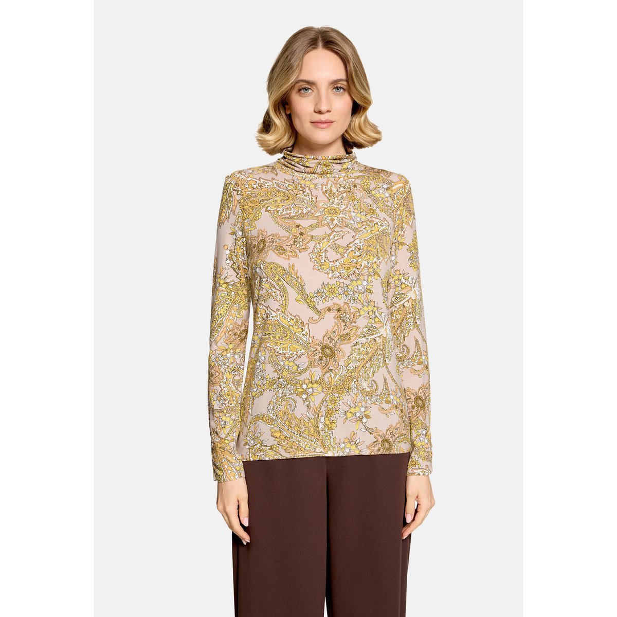 T-shirt à col roulé à col droit beige/green, BETTY BARCLAY