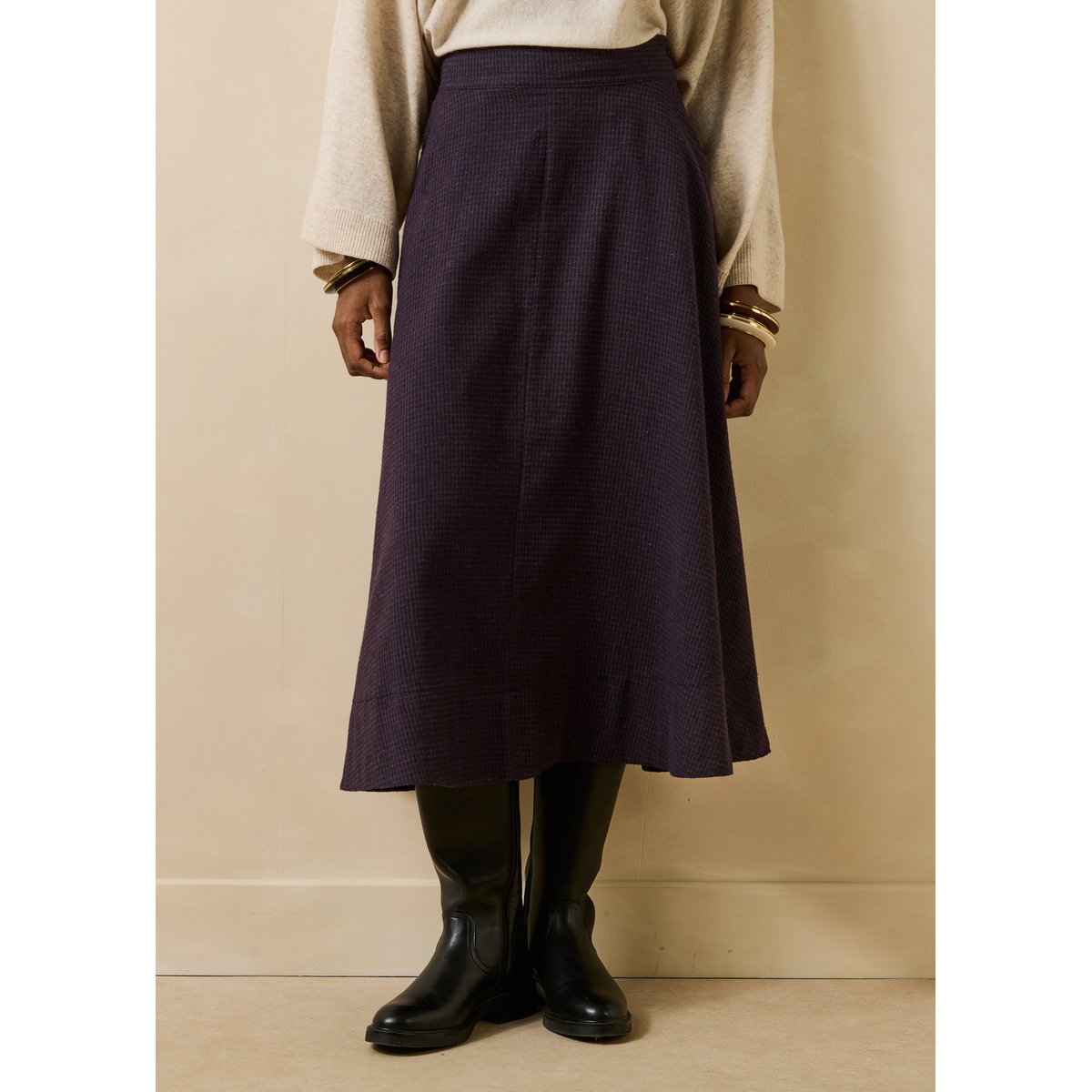 Jupe midi à carreaux vichy vin, LA FEE MARABOUTEE