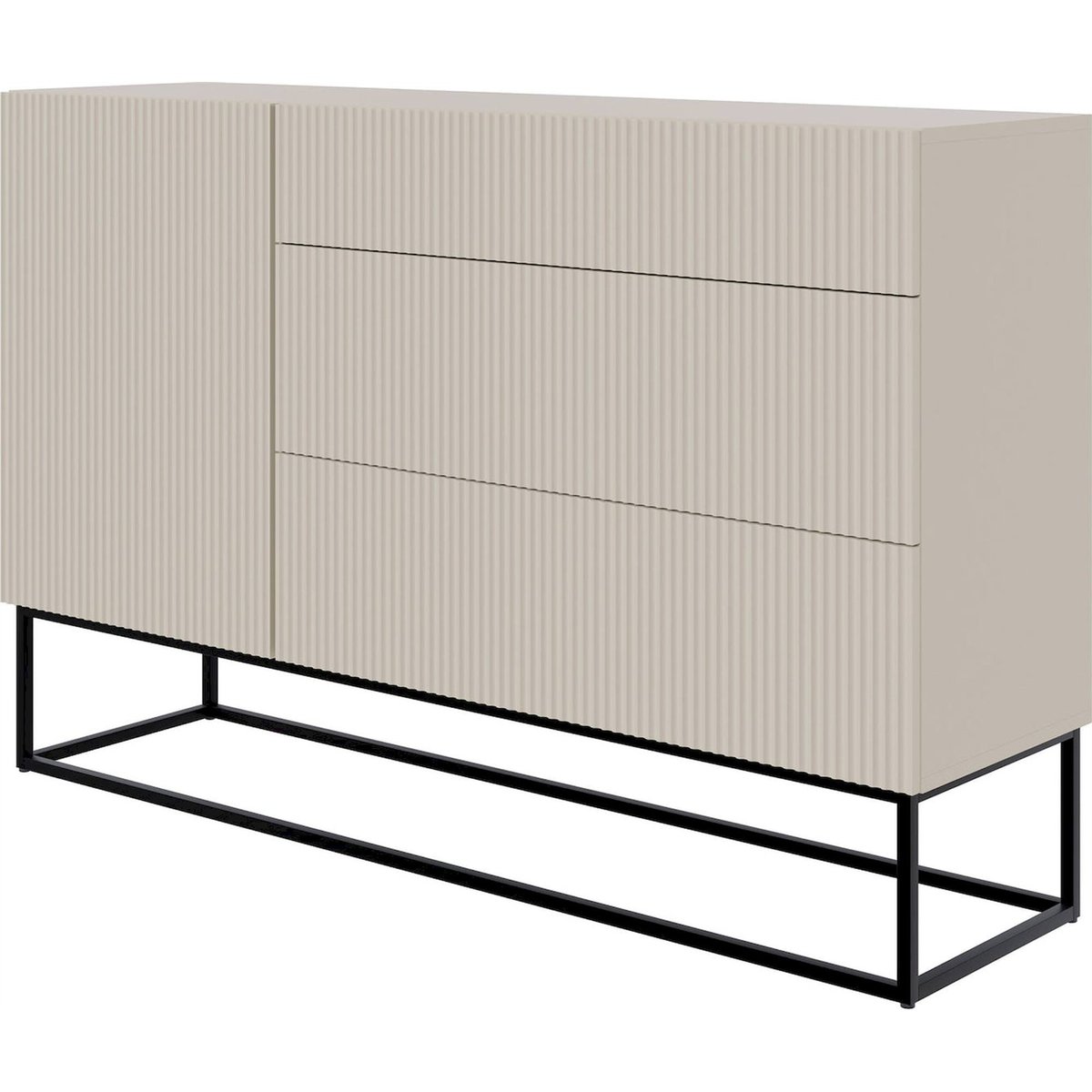 Commode rainurée collection VELDIO gris beige, RECOLLECTION