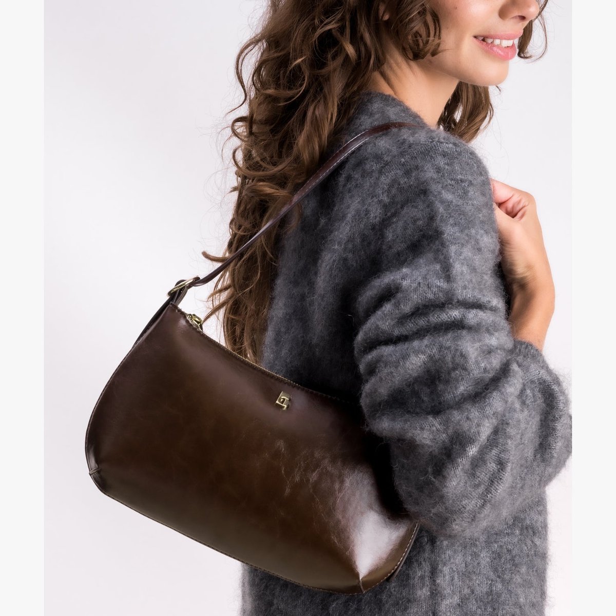 Sac À Main ANAELLE petit sac porté épaule chocolat, BOCAGE