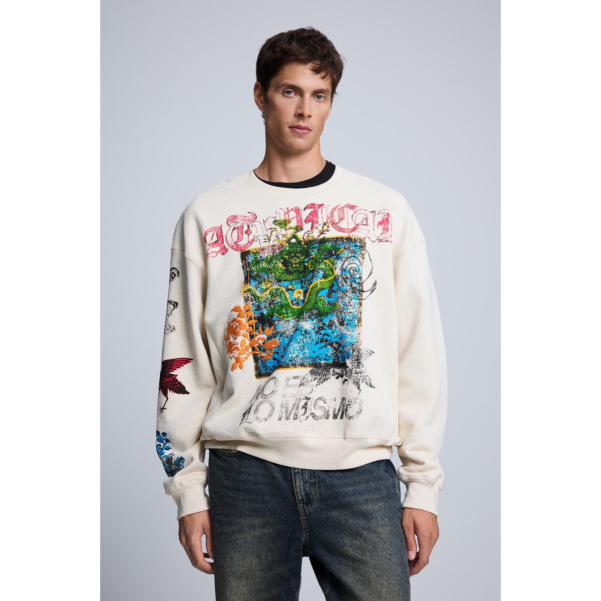 sweat imprimé japon beige, DESIGUAL