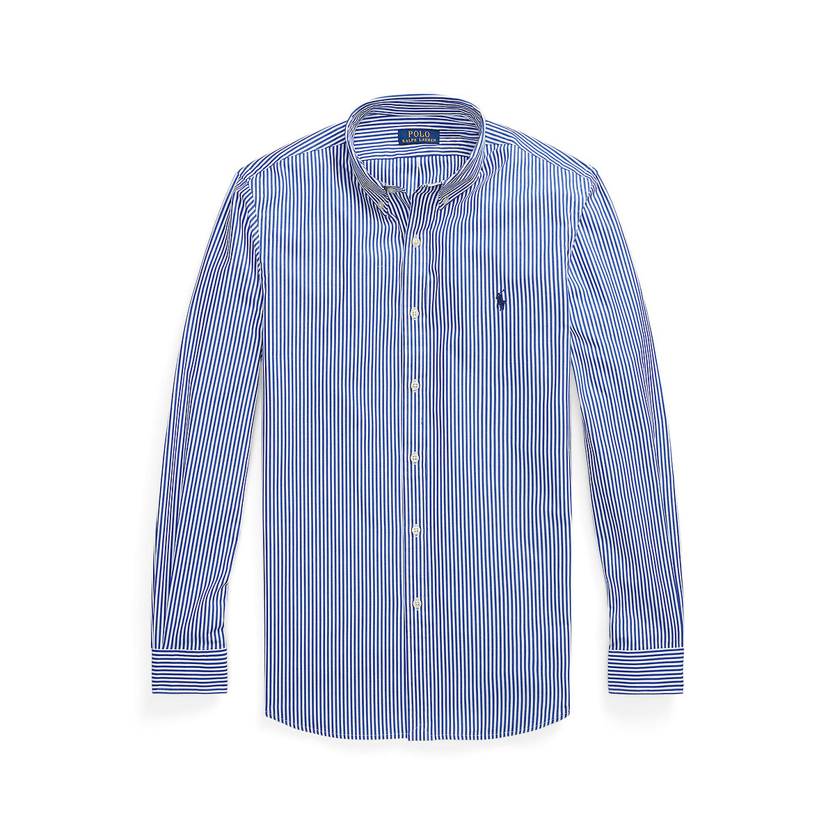 Chemise rayée cintrée popeline stretch blanc/bleu, POLO RALPH LAUREN