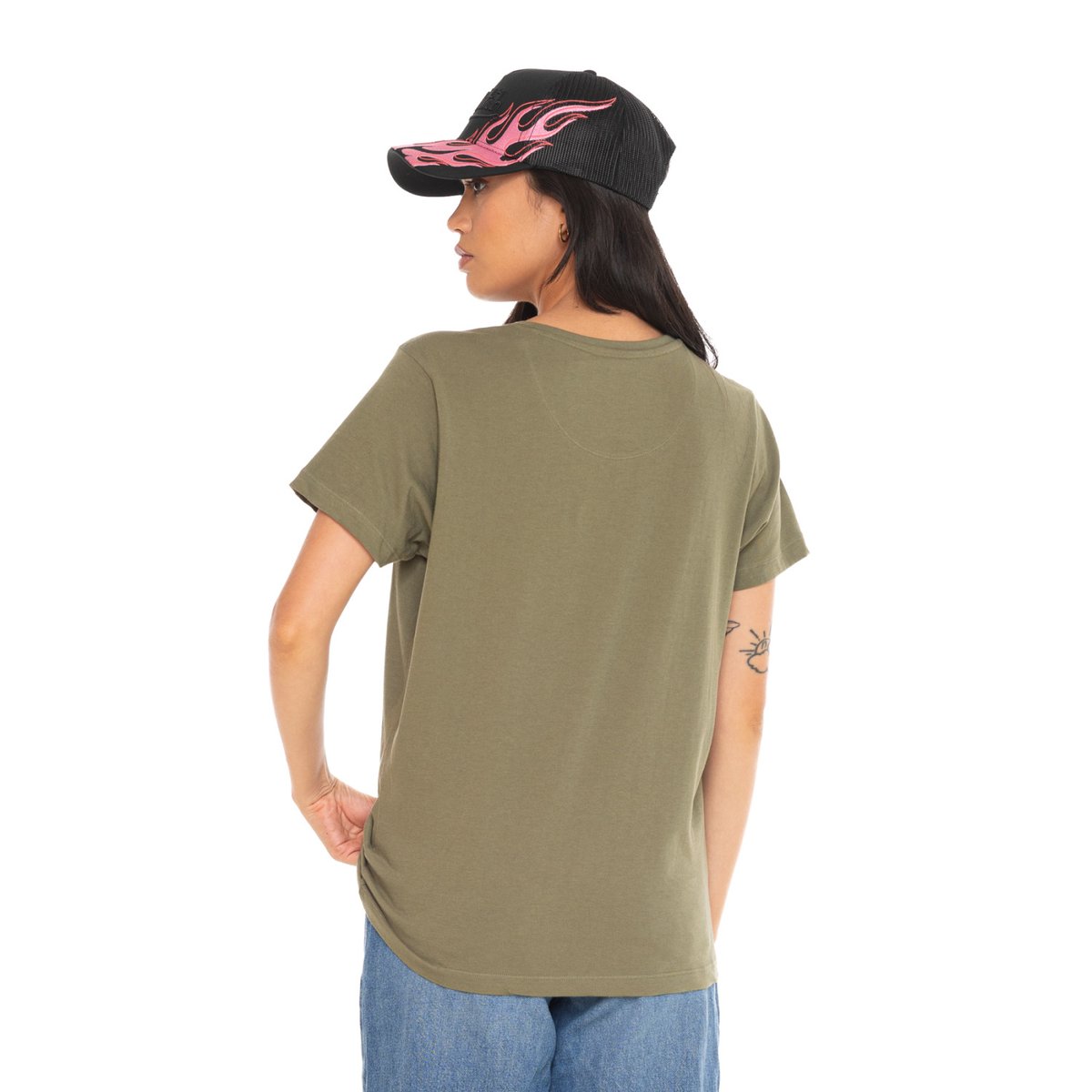 Tee shirt en coton Retro kaki/noir, VON DUTCH