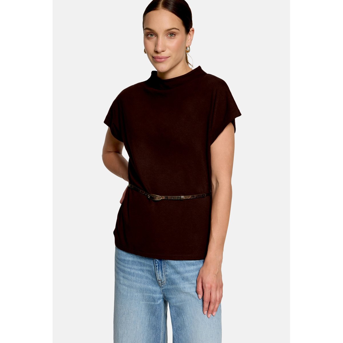 T-shirt à manches courtes à ceinture chocolate plum, ZERO