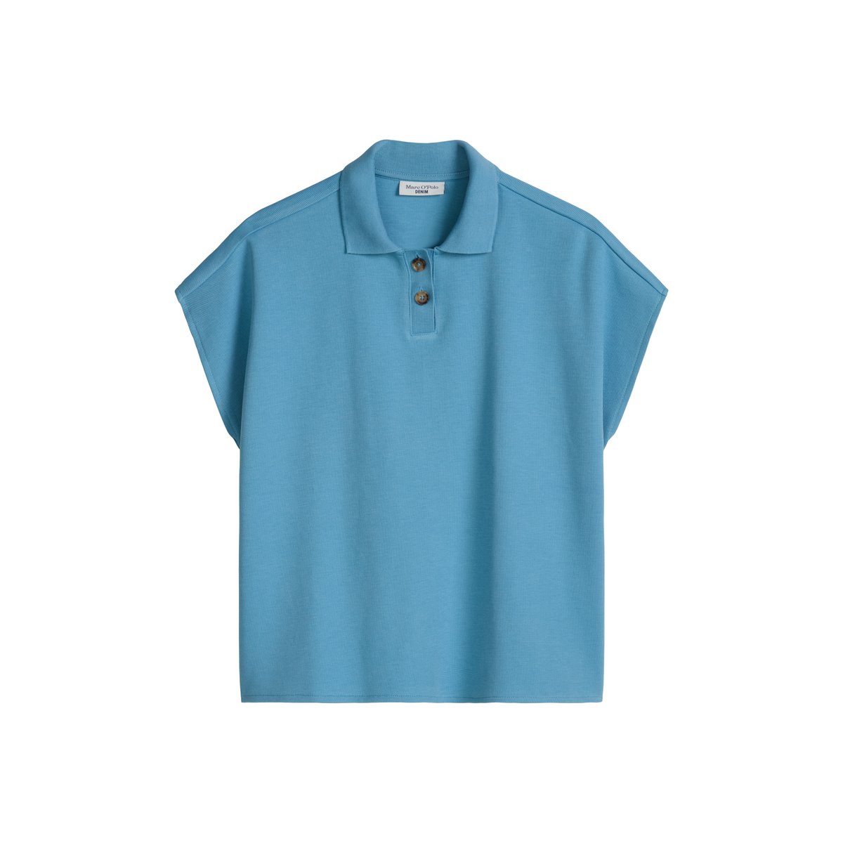 Polo sans manches wide en coton organique bleu clair, MARC O’POLO DENIM