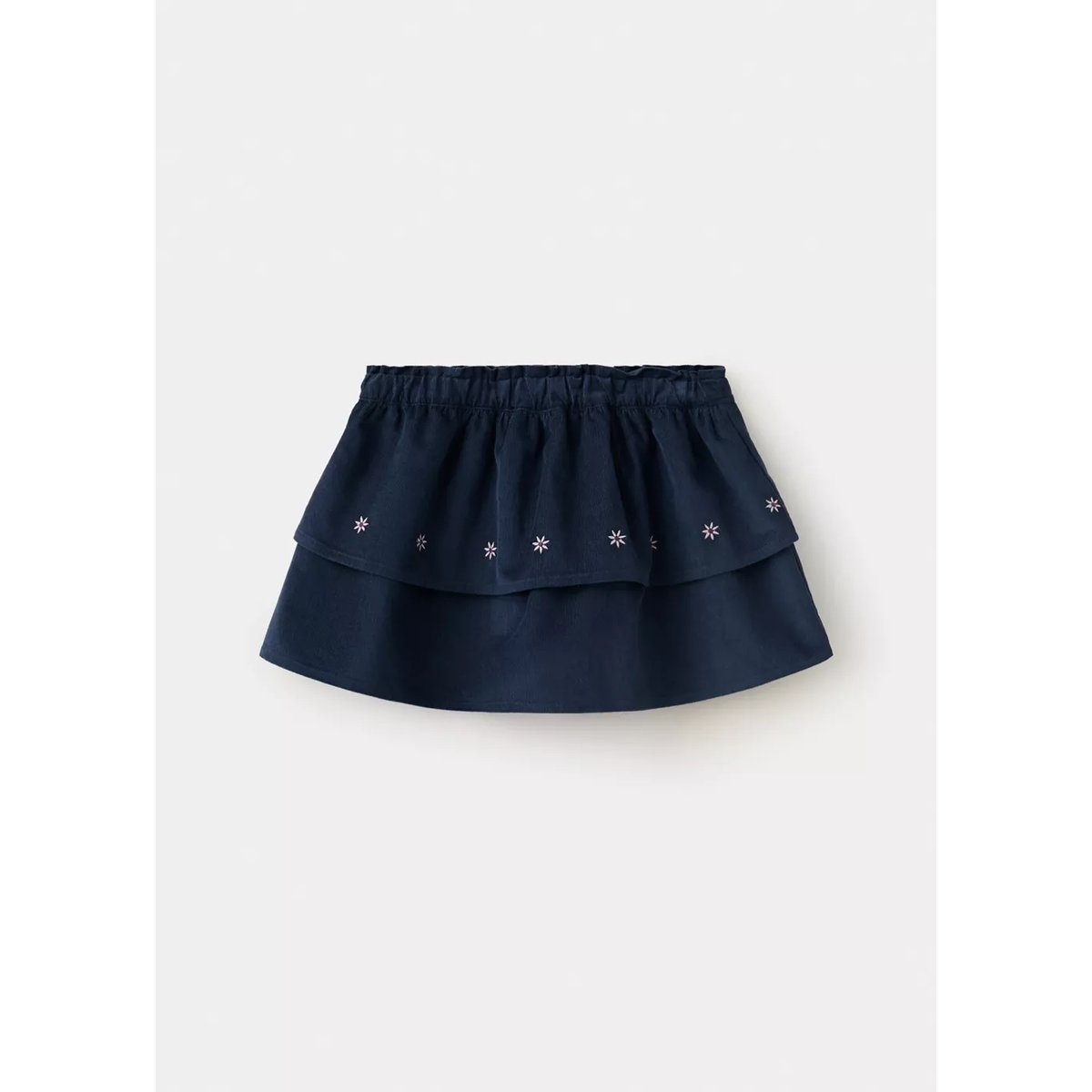 Jupe en velours côtelé avec broderie florale bleu marine, MANGO BABY