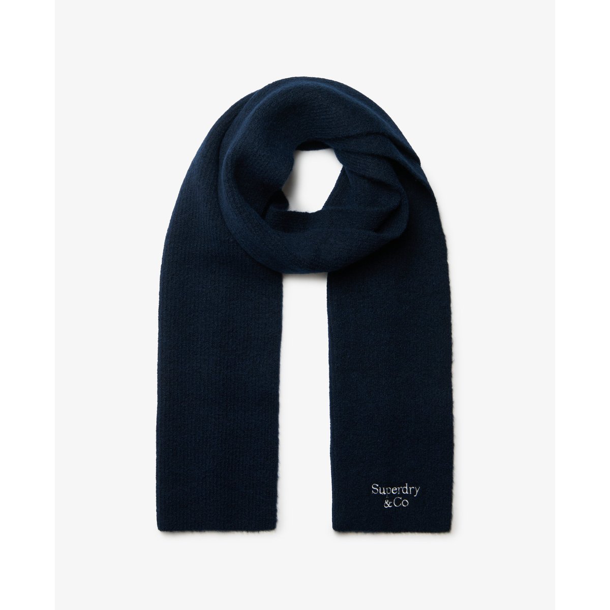 Écharpe Heritage Rib Knit en Maille bleu marine éclipse/blanc cassé, SUPERDRY