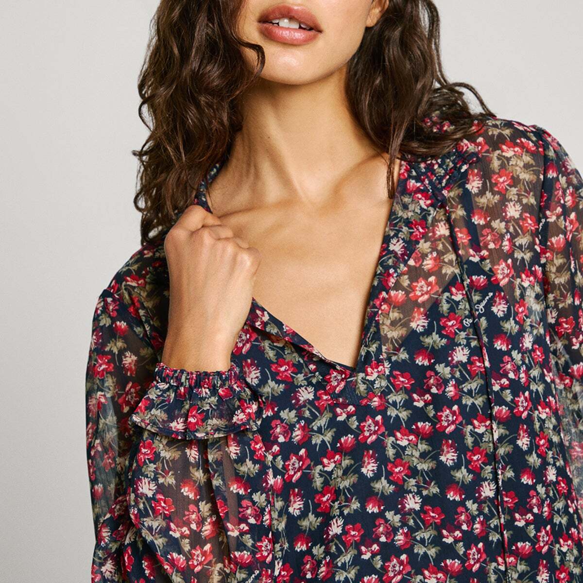 Blouse Semi-Transparente À Imprimé Floral bleu dulwich, PEPE JEANS