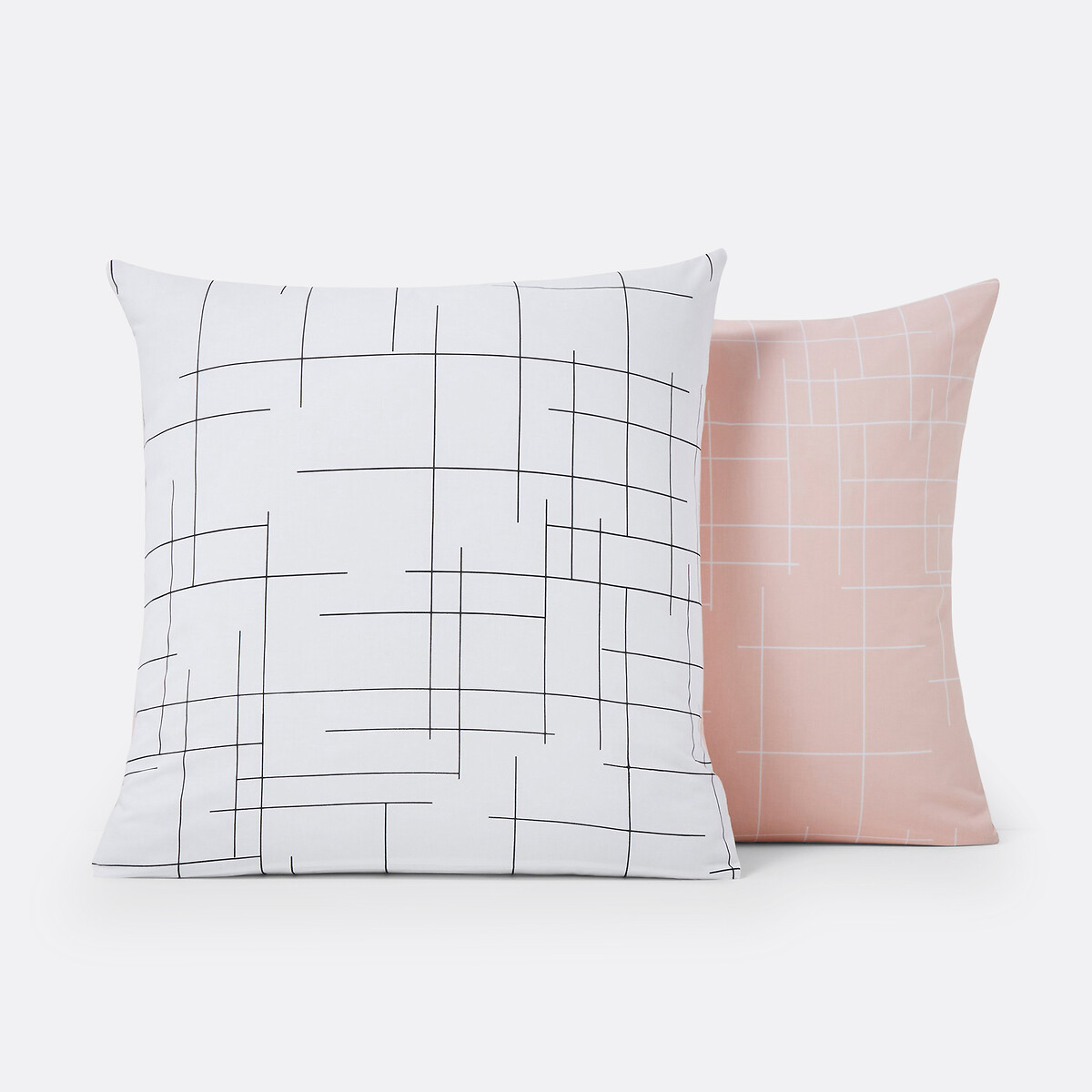 Omkeerbare kussensloop, Charline wit/roze/zwart, LA REDOUTE INTERIEURS
