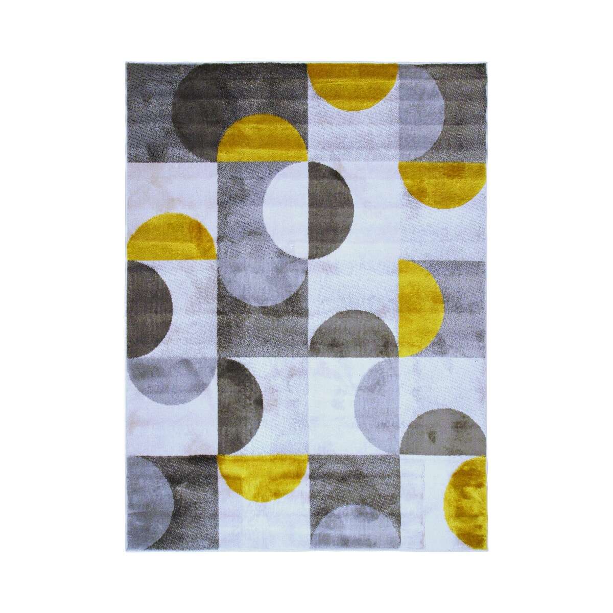 Tapis motifs arcs de cercle et carrés et  MODERN gris, THE DECO FACTORY