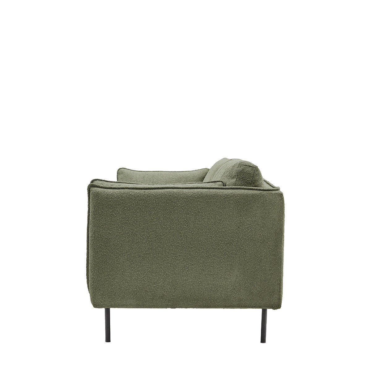 Ashar Mid-Century Boucle 3-Seater Sofa with Black Metal Legs green, ÉDITÉ