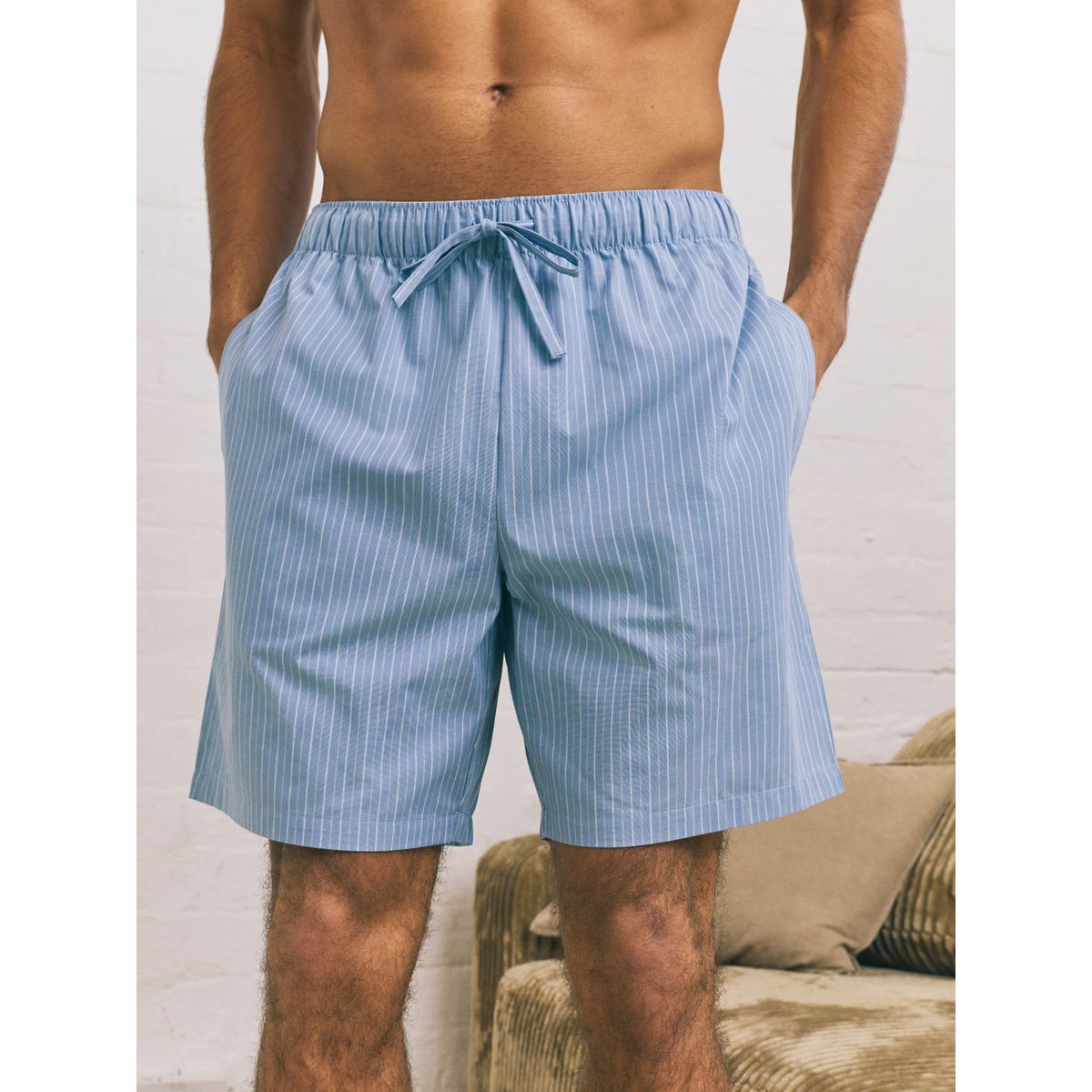 Pyjama rayé tissé à manches courtes, lot de 2 bleu, NEXT
