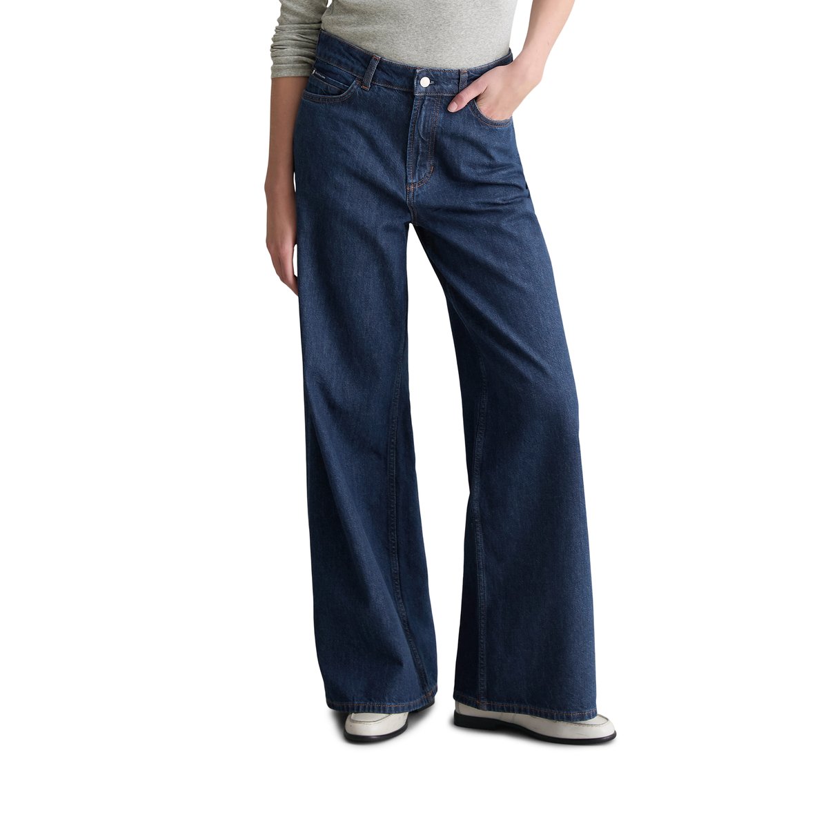 Jeans modèle Anjo large en denim rigide sans élasthanne bleu foncé, MARC O’POLO DENIM